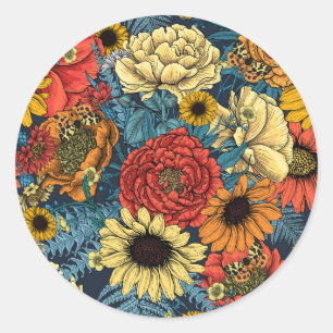 Bouquet aus Blume- Rose, Pfingsten, Molkereien Runder Aufkleber