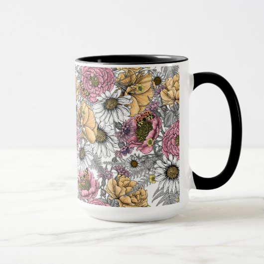 Bouquet aus Blume- Rose, Pfingsten, Molkereien Tasse (Rechts)