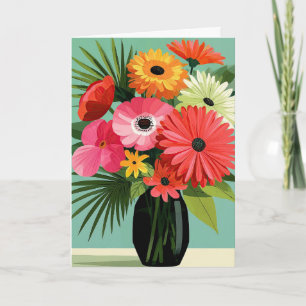 Bouquet aus Gänseblümchen im Vase - Kunst im Stil  Karte