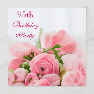 Bouquet aus rosa Rosen 95. Geburtstag Einladung