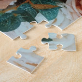 Bouquet aus rosa Rosen und grünen Blätter Puzzle (Seite)