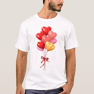 Bouquet aus rotem, rosa und goldenem Herzen T-Shirt