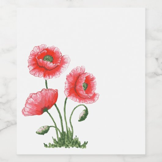 Bouquet aus schönem Feld Mohnheft Weinetikett (Einzelnes Label)