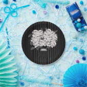 Bouquet aus Skull-Rose Schwarz-Weiß-Party Pappteller (Party)