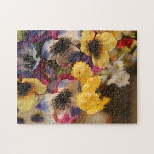 Bouquet aus Violett und gelben Blumen Puzzle (Horizontal)