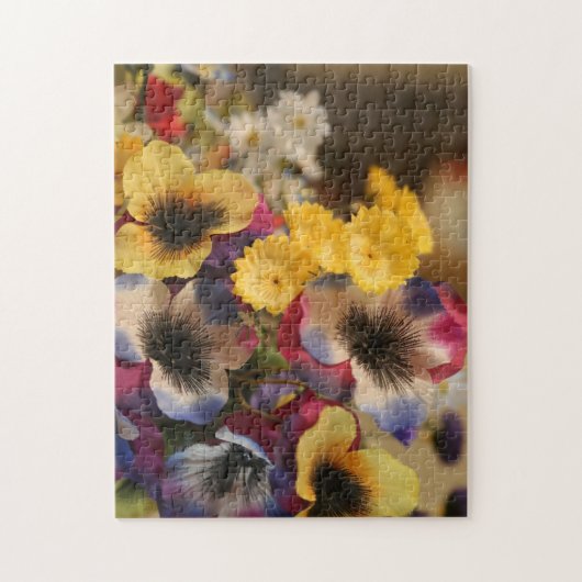 Bouquet aus Violett und gelben Blumen Puzzle (Vertikal)