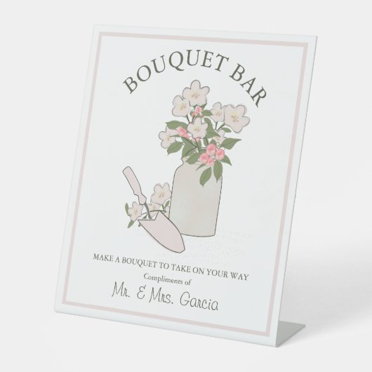 Bouquet Bar bauen Sie Ihre eigenen Blume Hochzeit Sockelschild (Vorderseite)