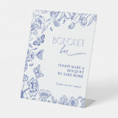 Bouquet Bar Something Blue Floral Brautparty Sockelschild (Vorderseite)
