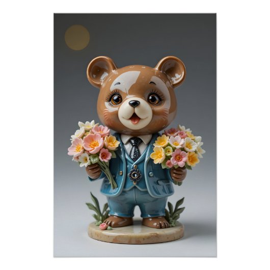 Bouquet Bear Figurine Poster (Vorderseite)