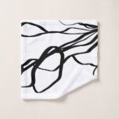 Bouquet Blanc: Abstrakt Weiß und Schwarz Badhandtuch Set (Waschlappen)