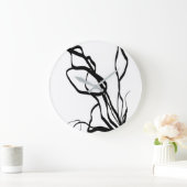 Bouquet Blanc: Abstrakt Weiß und Schwarz Große Wanduhr (Zuhause)