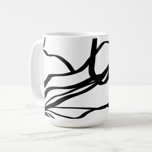 Bouquet Blanc: Abstrakt Weiß und Schwarz Kaffeetasse (Vorderseite Links)
