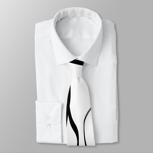 Bouquet Blanc: Abstrakt Weiß und Schwarz Krawatte (Gebunden)