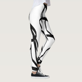 Bouquet Blanc: Abstrakt Weiß und Schwarz Leggings