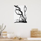 Bouquet Blanc: Abstrakt Weiß und Schwarz Poster (Küche)