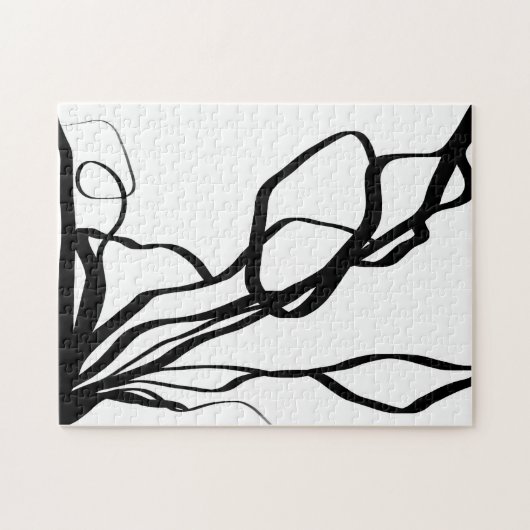 Bouquet Blanc: Abstrakt Weiß und Schwarz Puzzle (Horizontal)