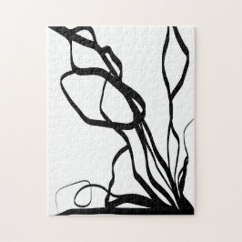 Bouquet Blanc: Abstrakt Weiß und Schwarz Puzzle