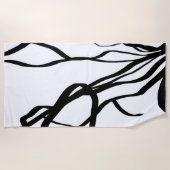 Bouquet Blanc: Abstrakt Weiß und Schwarz Strandtuch (Vorderseite)