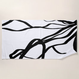 Bouquet Blanc: Abstrakt Weiß und Schwarz Strandtuch