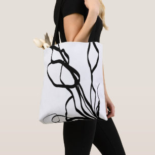Bouquet Blanc: Abstrakt Weiß und Schwarz Tasche