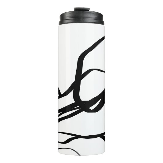 Bouquet Blanc: Abstrakt Weiß und Schwarz Thermosbecher (Vorderseite)