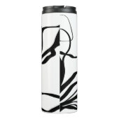 Bouquet Blanc: Abstrakt Weiß und Schwarz Thermosbecher (Rückseite)