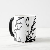 Bouquet Blanc: Abstrakt Weiß und Schwarz Verwandlungstasse (Vorderseite Links)