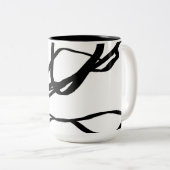 Bouquet Blanc: Abstrakt Weiß und Schwarz Zweifarbige Tasse (VorderseiteRechts)