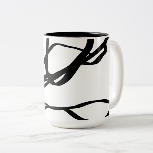 Bouquet Blanc: Abstrakt Weiß und Schwarz Zweifarbige Tasse (VorderseiteRechts)