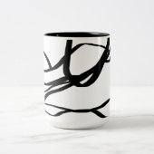 Bouquet Blanc: Abstrakt Weiß und Schwarz Zweifarbige Tasse (Mittel)