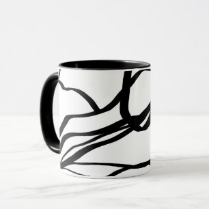 Bouquet Blanc: Abstraktes Weiß & Schwarz Tasse