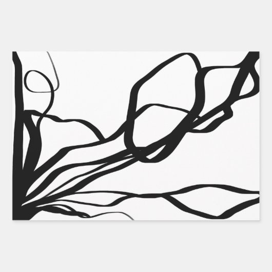 Bouquet Blanc & Noir: Abstrakt Weiß & Schwarz Geschenkpapier Set (Vorderseite 3)