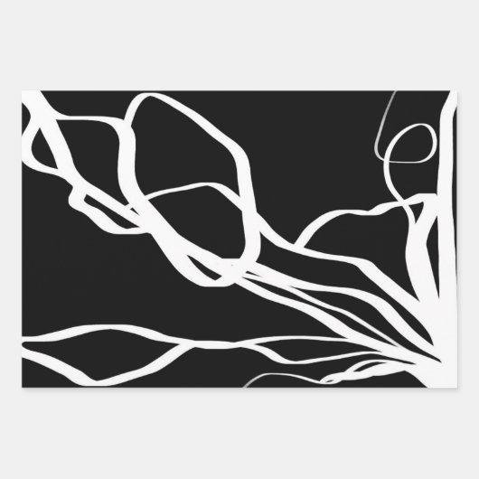 Bouquet Blanc & Noir: Abstrakt Weiß & Schwarz Geschenkpapier Set (Vorderseite 2)