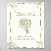Bouquet Bloom Bar Brautparty-Schild Poster (Vorne)