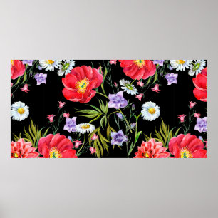 Bouquet-Blume, Aquarell, nahtlose Muster Poster