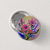 Bouquet-Blume in Aquarellfarben, farbenfroher Hint Button (Vorne & Hinten)