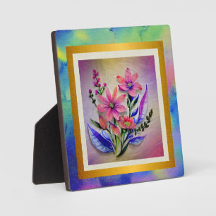 Bouquet-Blume in Aquarellfarben, farbenfroher Hint Fotoplatte