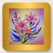 Bouquet-Blume in Aquarellfarben, farbenfroher Hint Getränkeuntersetzer (Vorderseite)