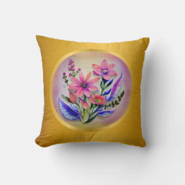 Bouquet-Blume in Aquarellfarben, farbenfroher Hint Kissen