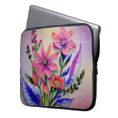 Bouquet-Blume in Aquarellfarben, farbenfroher Hint Laptopschutzhülle (Vorderseite Links)