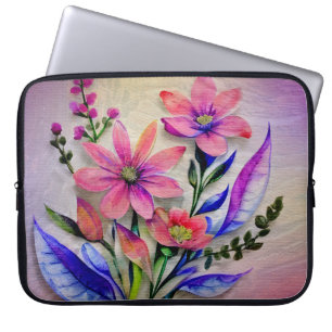 Bouquet-Blume in Aquarellfarben, farbenfroher Hint Laptopschutzhülle