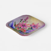 Bouquet-Blume in Aquarellfarben, farbenfroher Hint Pappteller (Gewinkelt)