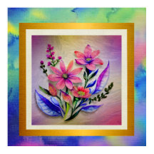 Bouquet-Blume in Aquarellfarben, farbenfroher Hint