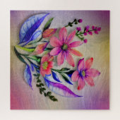 Bouquet-Blume in Aquarellfarben, farbenfroher Hint Puzzle (Horizontal)