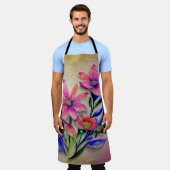 Bouquet-Blume in Aquarellfarben, farbenfroher Hint Schürze (Getragen)