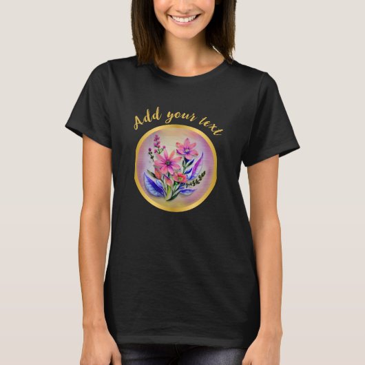 Bouquet-Blume in Aquarellfarben, farbenfroher Hint T-Shirt (Vorderseite)