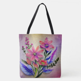 Bouquet-Blume in Aquarellfarben, farbenfroher Hint Tasche