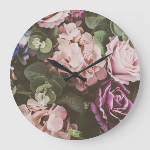 Bouquet-Blume, Vintager Filter, schöner Hintergrun Große Wanduhr