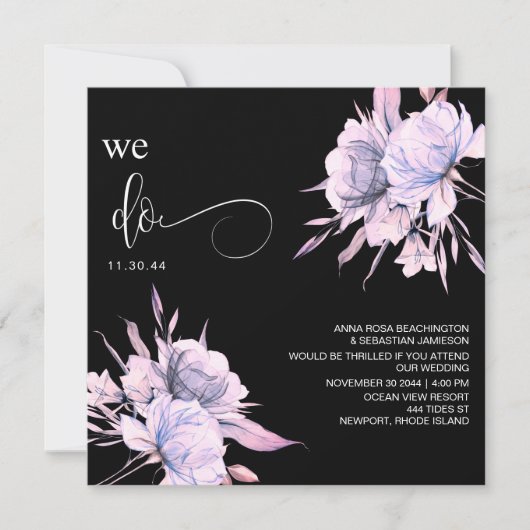 *~* Bouquet Blush AR15 Pink Floral QR UAWG WEDDING Einladung (Vorderseite)