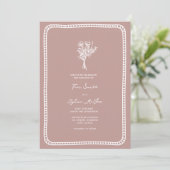 Bouquet Border Blush Pink Wedding Einladung (Stehend Vorderseite)